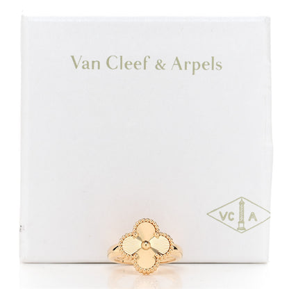 Van Cleef & Arpels 18K Yellow Gold Guilloche Vintage Alhambra Ring 52 6 5 of 5