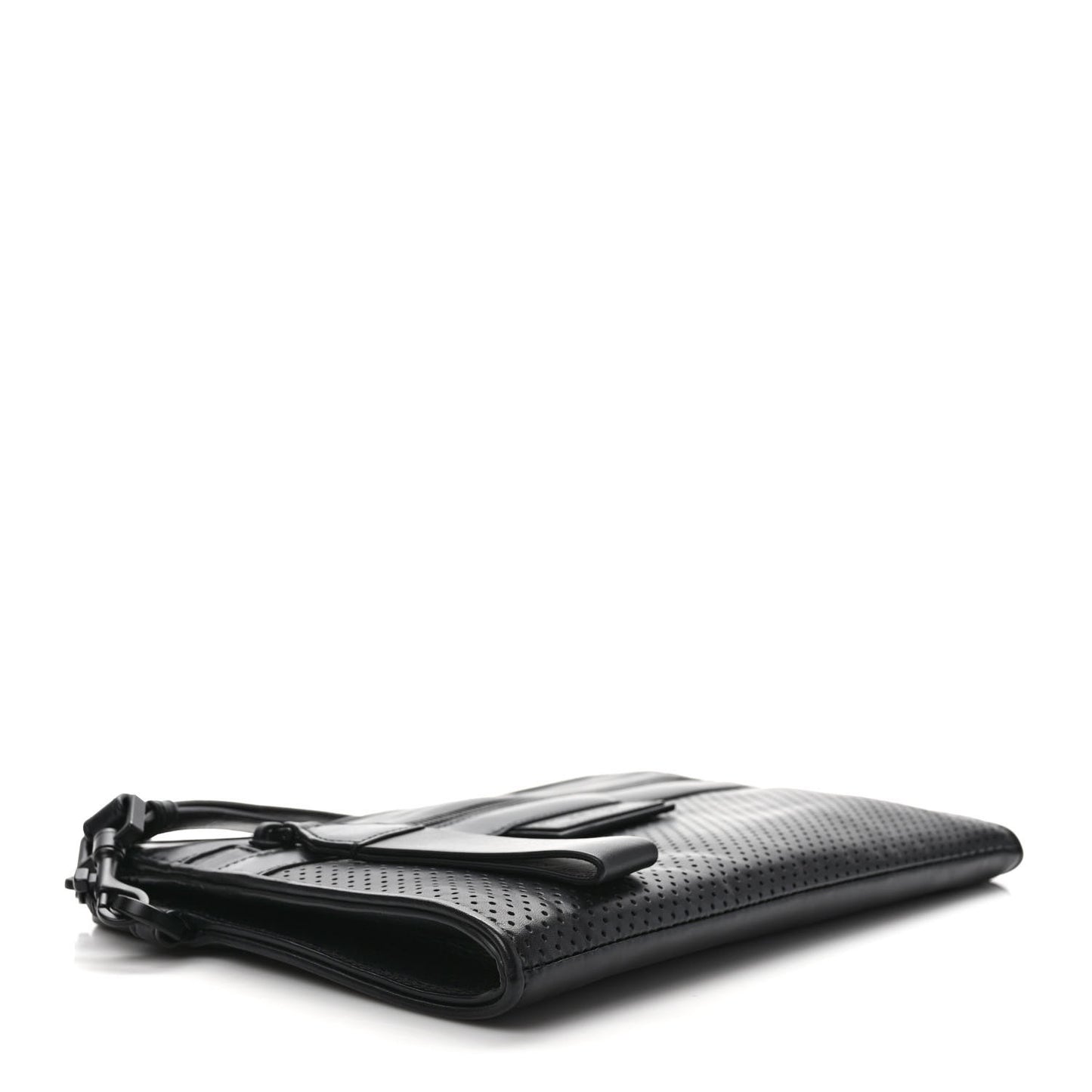 Perforated Calfskin Leggero Clutch Black