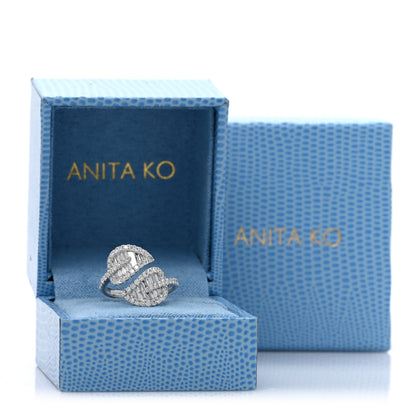 Anita Ko 18K White Gold Diamond Medium Palm Leaf Ring 54 7 5 of 5