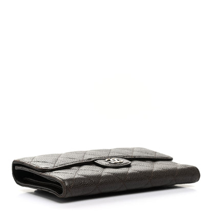 Chanel Caviar Quilted Large Flap Wallet Dark Brown 4 of 13