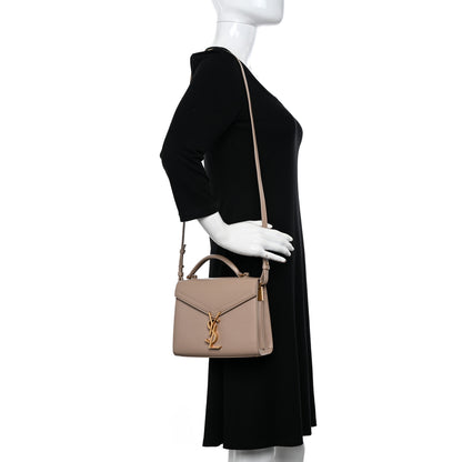 Saint Laurent Grain de Poudre Mini Classic Monogram Cassandra Top Handle Beige 2 of 10