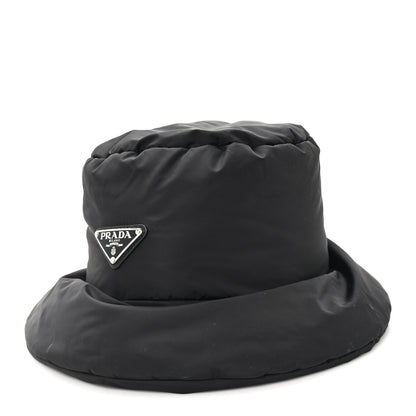 Prada Re-Nylon Metal Triangle Logo Padded Bucket Hat M Black 1 of 10