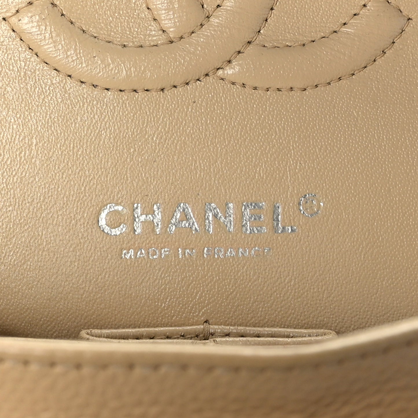 Caviar Quilted Medium Double Flap Beige