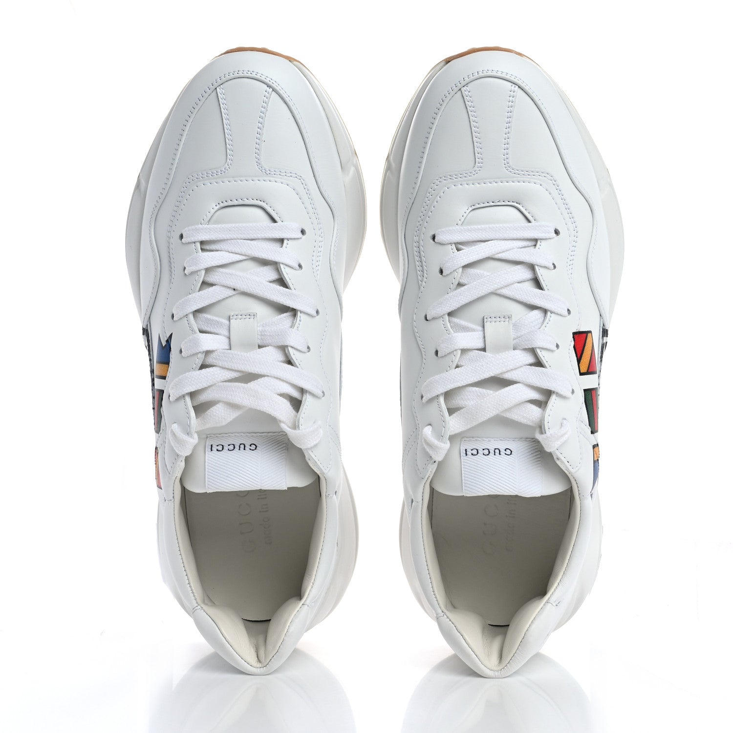 Gucci Apollo Calfskin Worldwide Mens Rhyton Sneakers 9 Great White 2 of 11