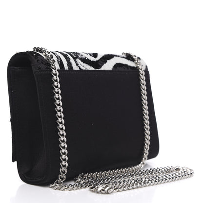 Saint Laurent Satin Sequin Zebra Small Monogram Kate Tassel Satchel Black White 3 of 9