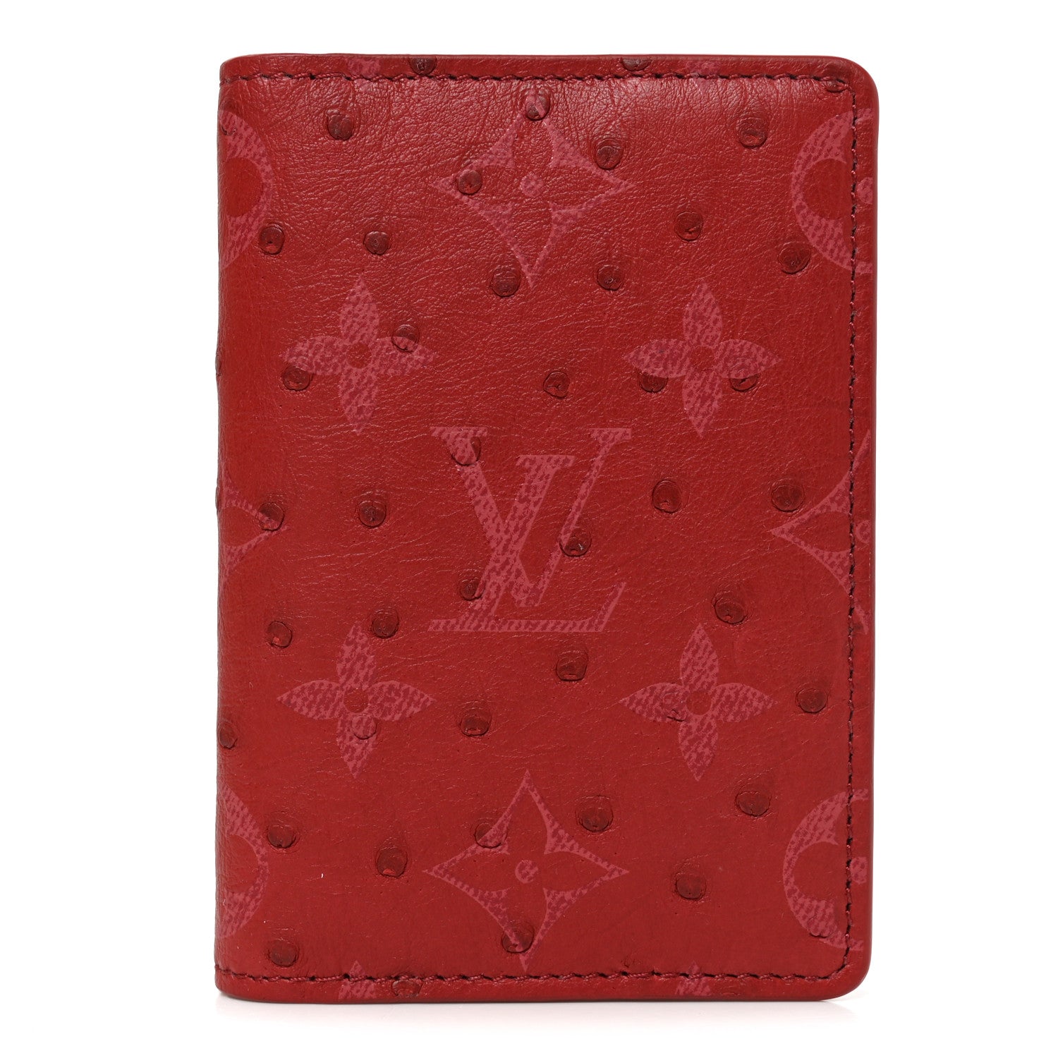 Louis Vuitton Ostrich Monogram Pocket Organizer NM Rouge Bordeaux 1 of 7
