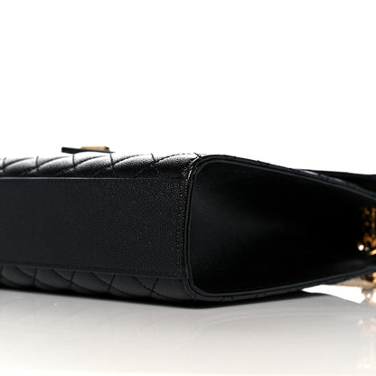 Saint Laurent Grain De Poudre Textured Mixed Matelasse Large Triquilt Monogram Satchel Black 9 of 9