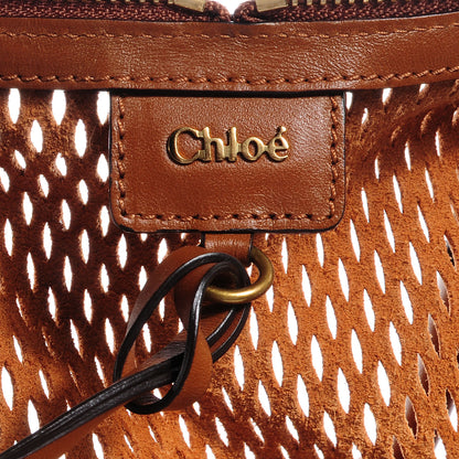 Chloe Lambskin Perforated Charlie Tote Caramel 6 of 8