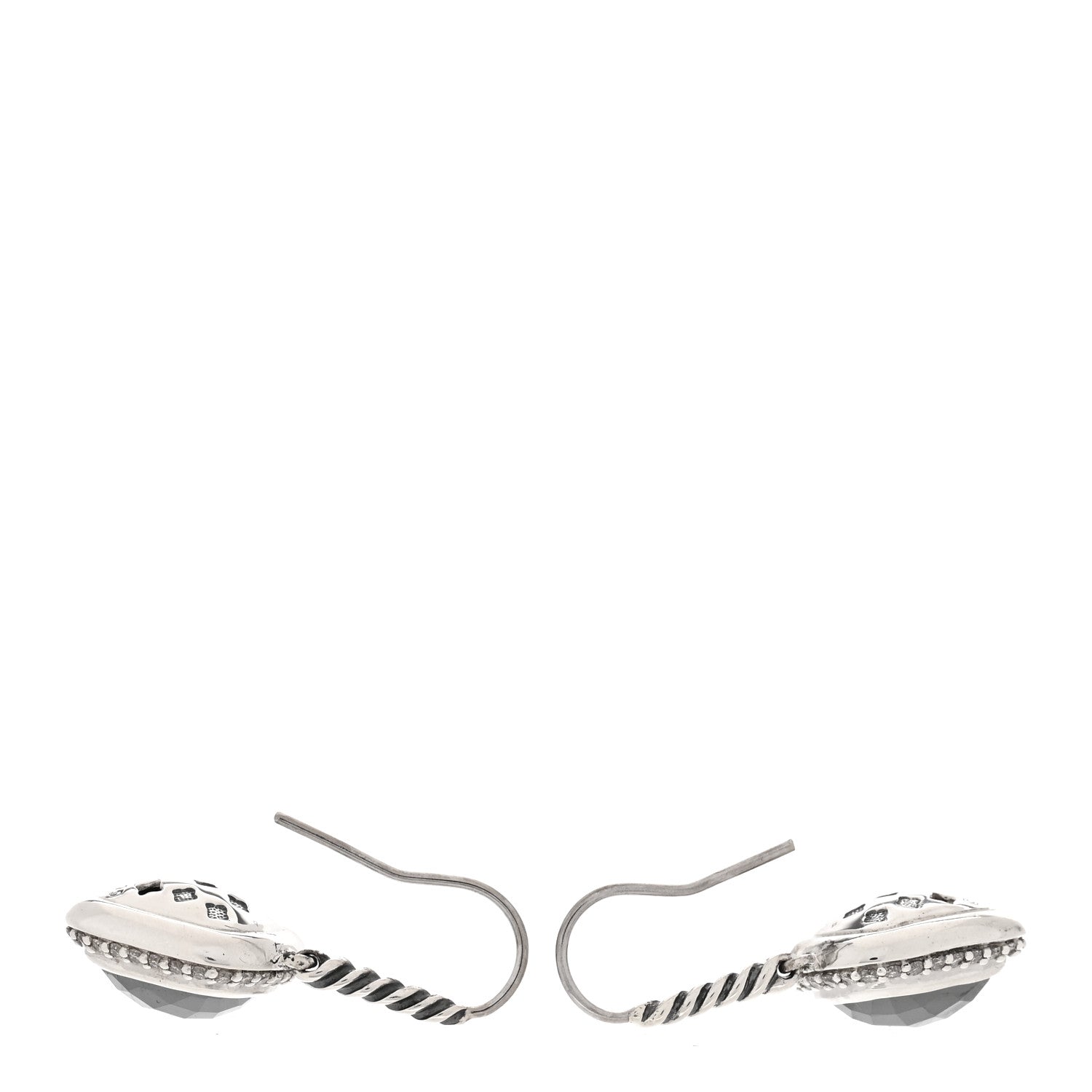 David Yurman Sterling Silver Diamond Hematite Noblesse Drop Earrings 3 of 4