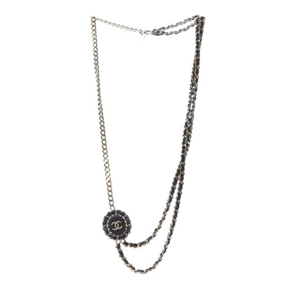 Chanel Lambskin CC Long Chain Necklace Black Gold 3 of 6