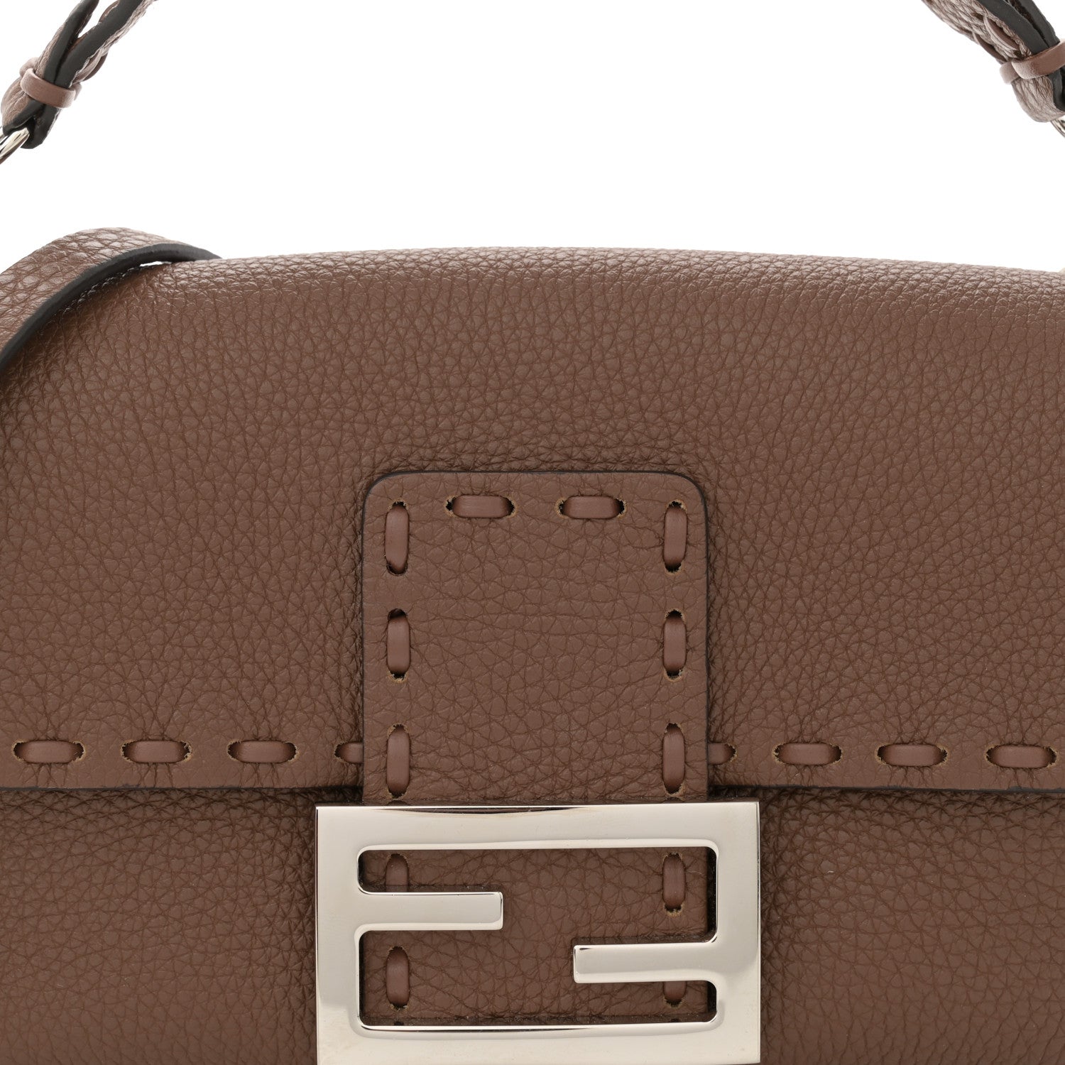 Fendi Cuoio Roma Sellerissima Nappa Sintetica Tape Stitch Mini Baguette Fettuccia 7 of 11