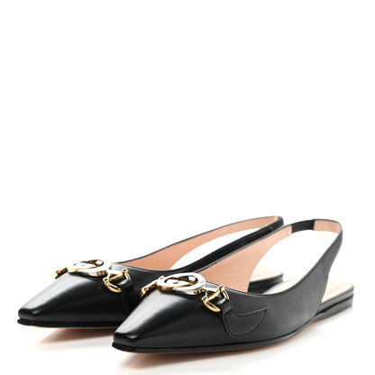 Gucci Malaga Kid Nappa Zumi Slingback Flats 35 Black 3 of 10