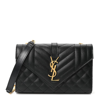 Saint Laurent Grain De Poudre Textured Mixed Matelasse Triquilt Small Monogram Satchel Black 1 of 10