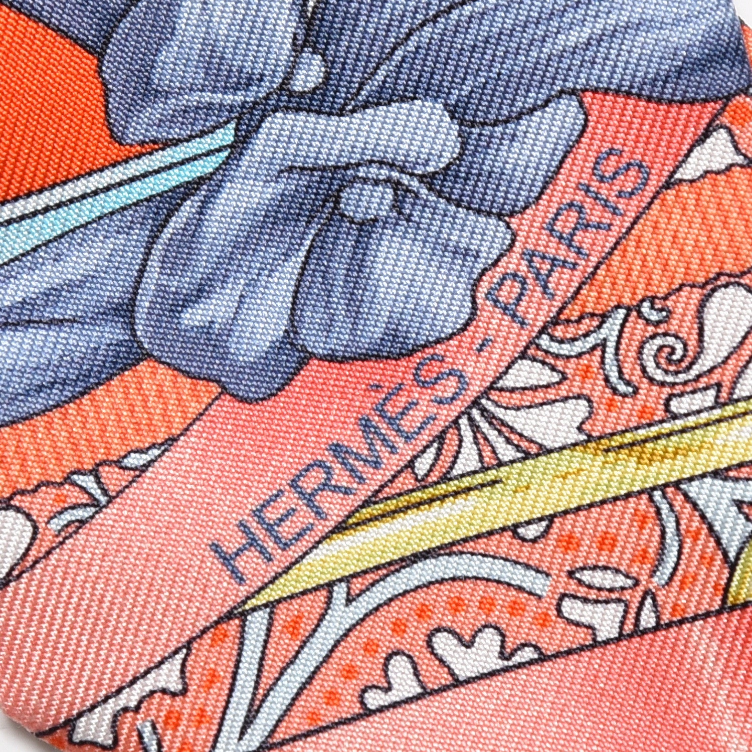 Hermes Silk Grand Manege Fleuri Twilly Orange Turquoise Gris 4 of 4
