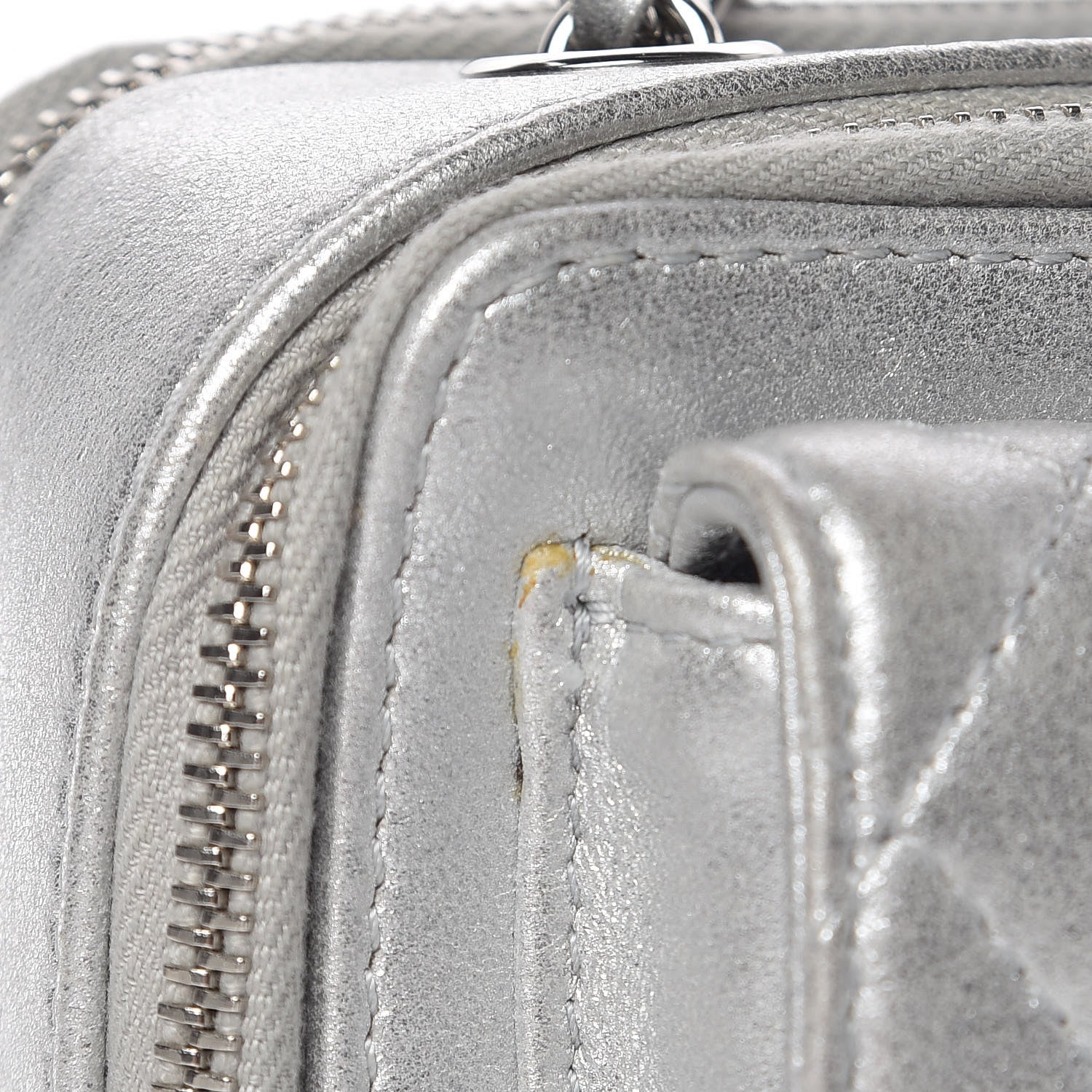 Chanel Metallic Lambskin Quilted Mini Pocket Box Camera Case Silver 12 of 15