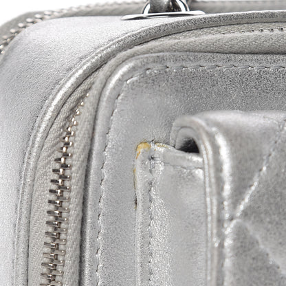 Chanel Metallic Lambskin Quilted Mini Pocket Box Camera Case Silver 12 of 15