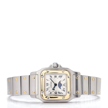 Cartier Stainless Steel 18K Yellow Gold 24mm Santos De Cartier Galbee Moon Phase Quartz Watch 2 of 4