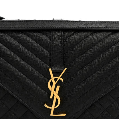 Saint Laurent Grain De Poudre Textured Mixed Matelasse Large Triquilt Monogram Satchel Black 9 of 11