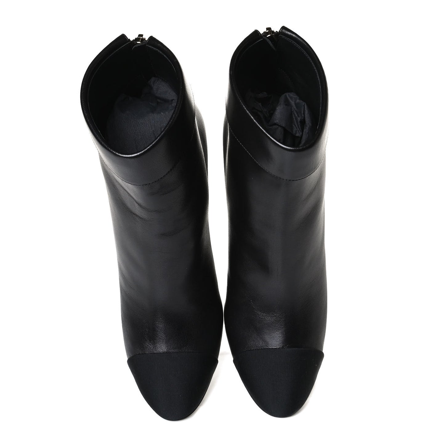 Lambskin Grosgrain Triangle & Collar 90 Ankle Boots 39.5 Black
