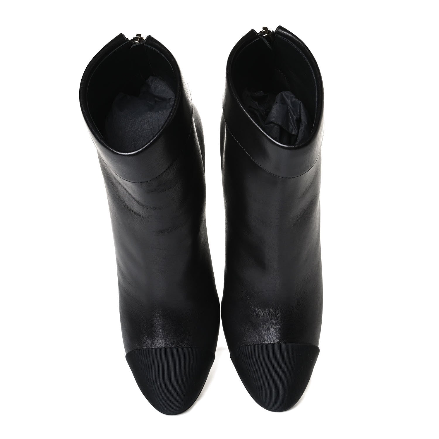 Chanel Lambskin Grosgrain Triangle & Collar 90 Ankle Boots 39.5 Black 5 of 12