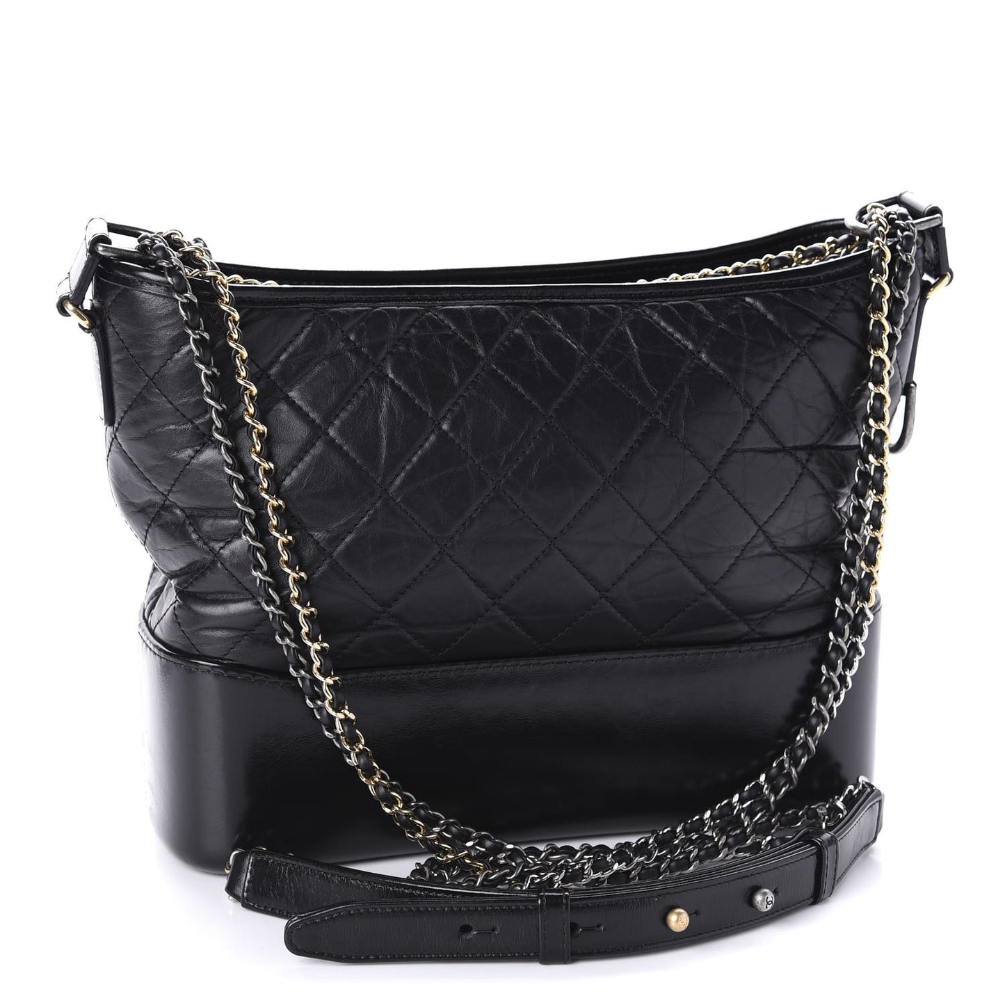 Aged Calfskin Quilted Medium Gabrielle Hobo Black