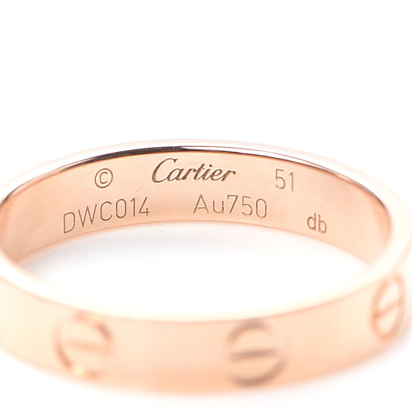 18K Pink Gold 3.5mm LOVE Wedding Band Ring 51 5.75