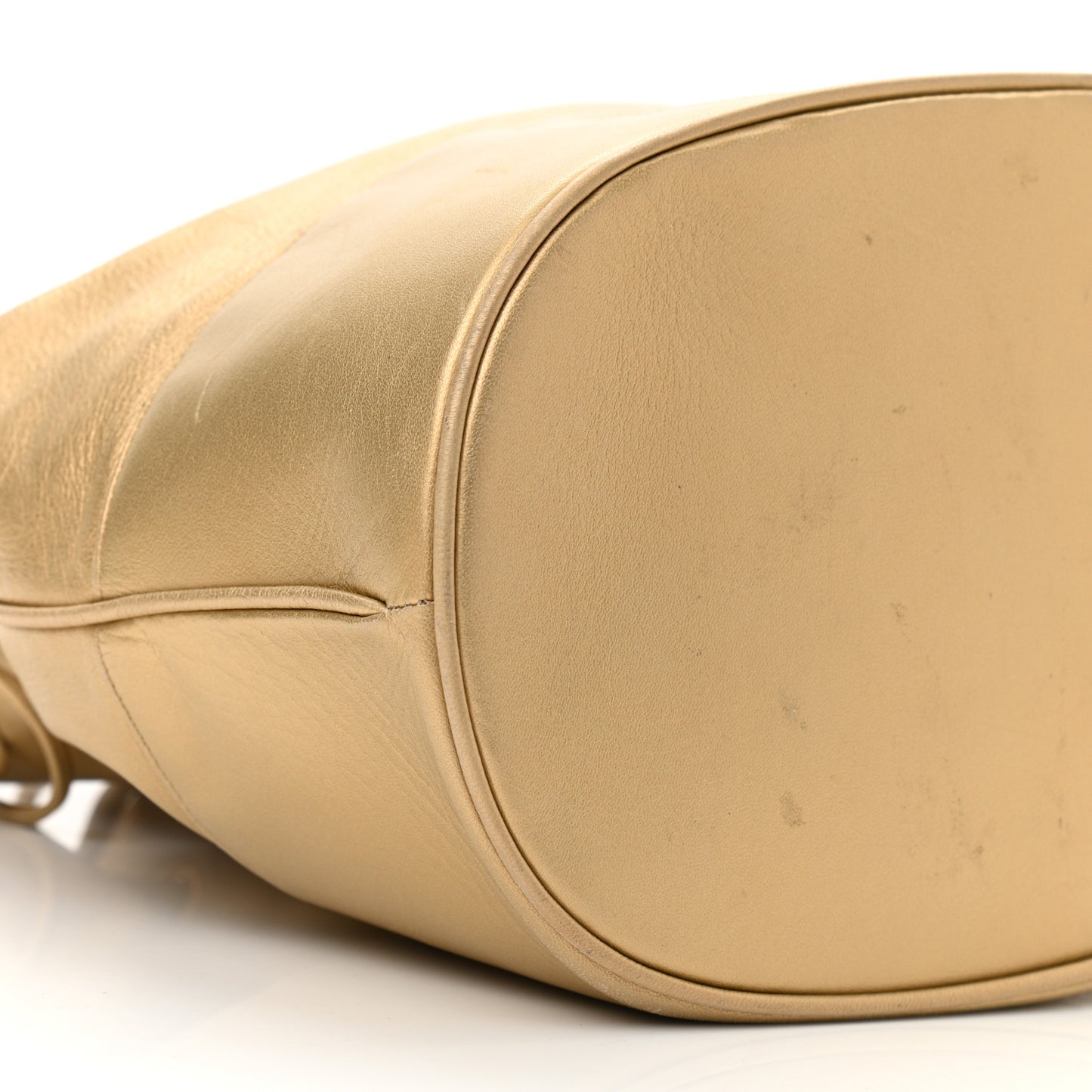 Metallic Lambskin CC Drawstring Shoulder Bag Gold