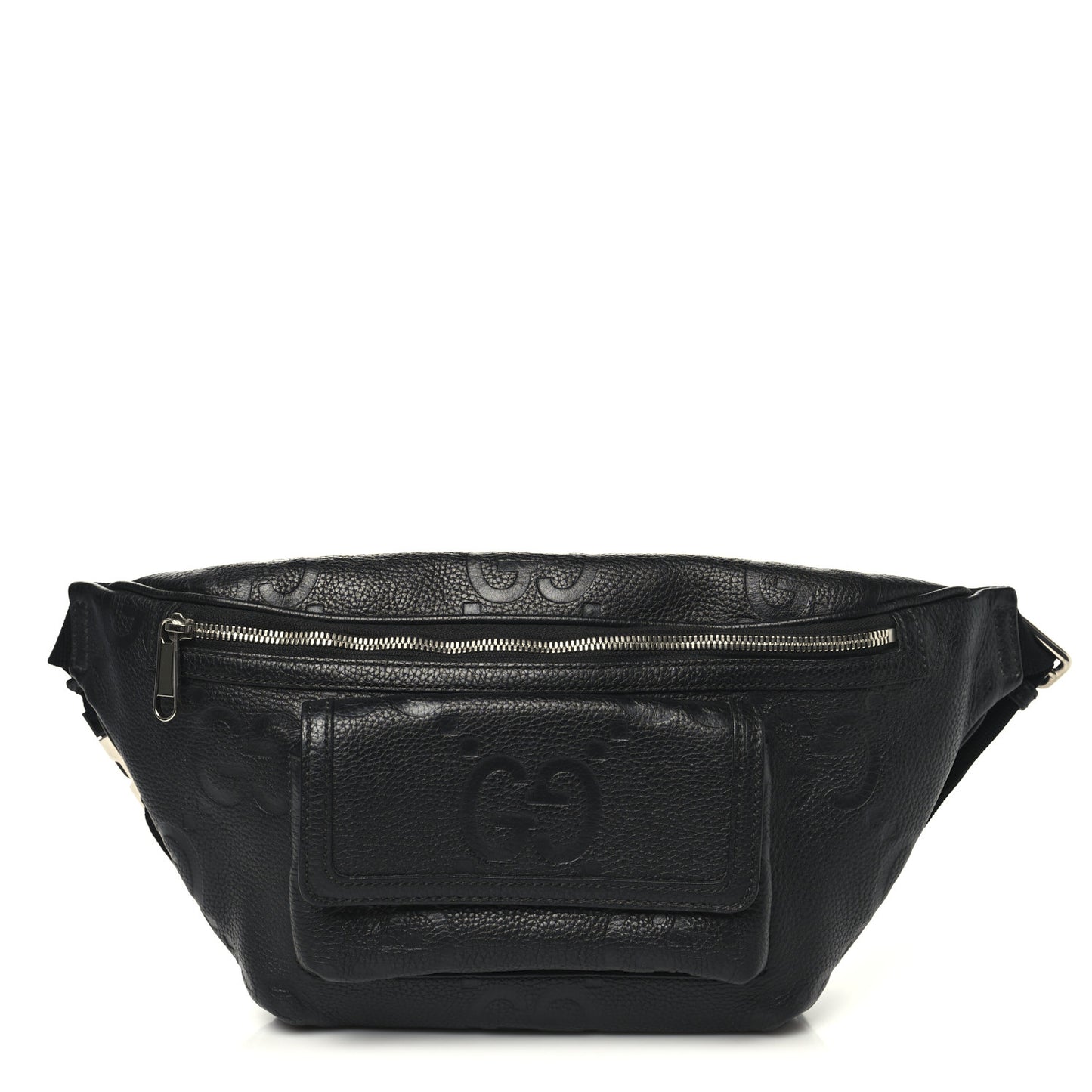 Piuma Calfskin Jumbo GG Embossed Pocket Belt Bag Black Black