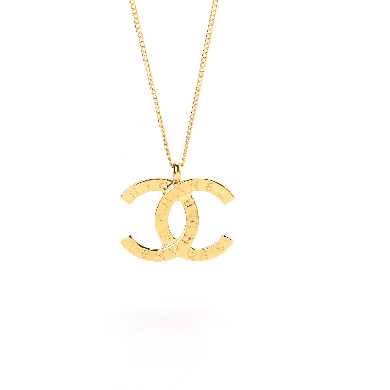 Chanel Metal CC Paris Button Necklace Gold 3 of 5