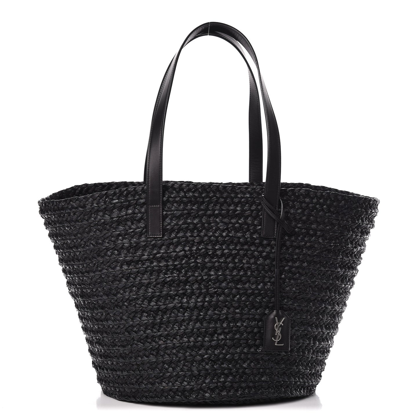 Raffia Medium Panier Bag Black
