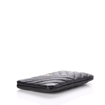 Chanel Calfskin Chevron Quilted Small Cosmetic Case Black 4 of 8