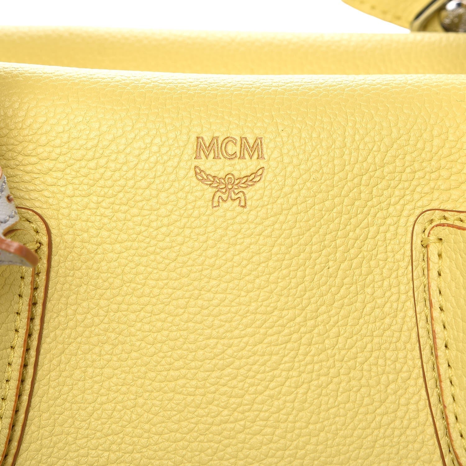 MCM Grained Calfskin Medium Milla Tote Yellow 7 of 13