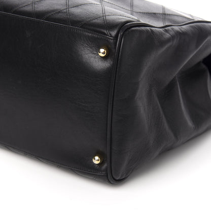 Chanel Calfskin Stitched XL Weekender Black 7 of 10