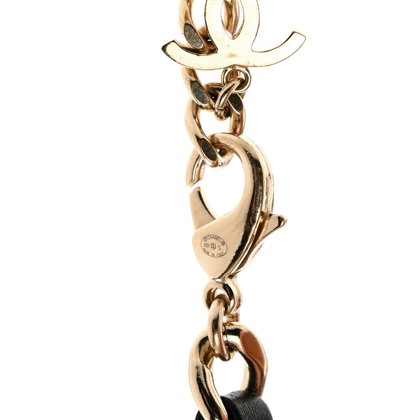 Lambskin Chain CC Flap Bag Belt 80 32 Black Gold