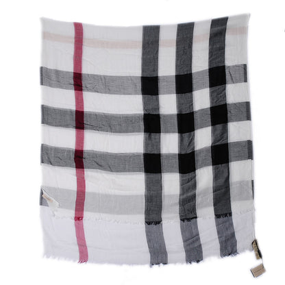 Burberry Modal Cashmere Silk Brit Sheer Mega Check Scarf Ivory 3 of 9