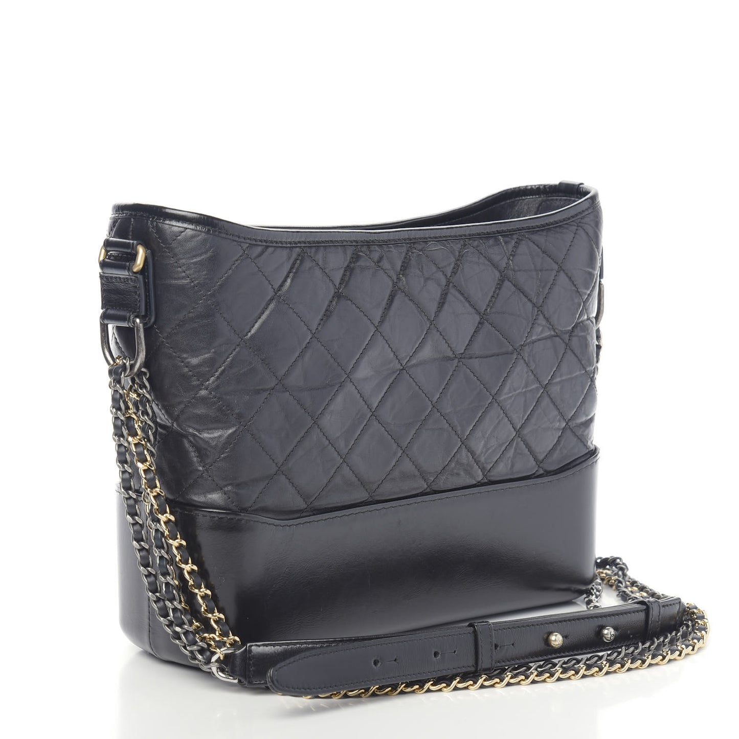 Aged Calfskin Quilted Medium Gabrielle Hobo Black