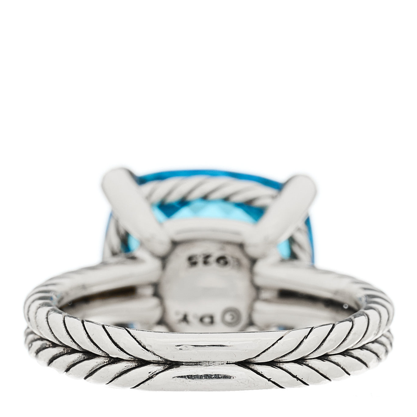 David Yurman Sterling Silver Diamond Blue Topaz 14mm Chatelaine Ring 56 7.5 4 of 5