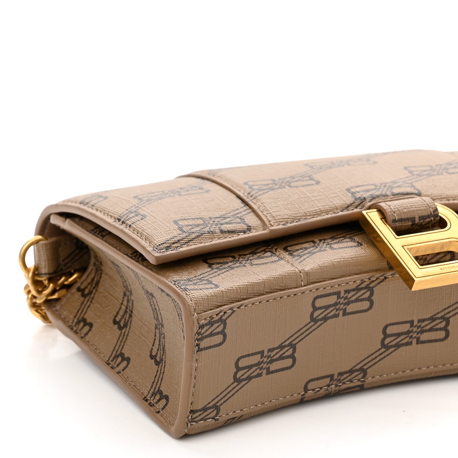 Balenciaga Coated Canvas BB Monogram Hourglass Chain Bag Beige Brown 8 of 9