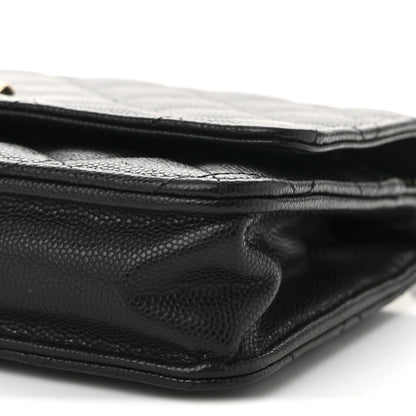 Chanel Caviar Quilted Textured CC Wallet On Chain WOC Black 11 of 12