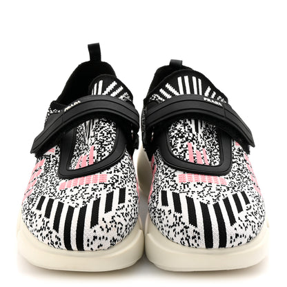 Prada Rubber Knit Printed Fabric Cloudbust Air Sneakers 37 White Pink Black 3 of 8