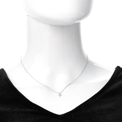 Tiffany 18K White Gold Diamond Mini Cross Pendant Necklace 2 of 5