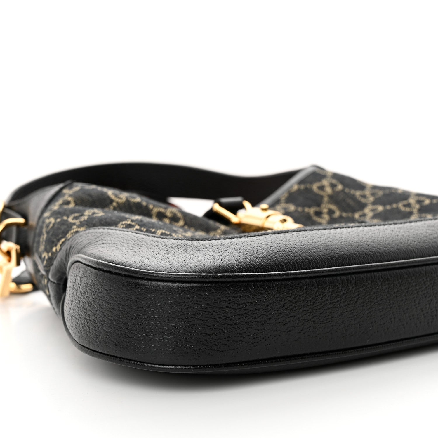 Gucci Jacquard Denim GG Monogram Small Jackie 1961 Hobo Black Ivory 9 of 14