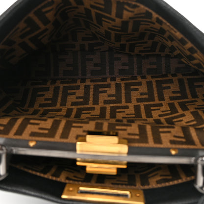 Fendi Goatskin Zucca Medium Peekaboo Iconic Satchel Black Tobacco 6 of 17