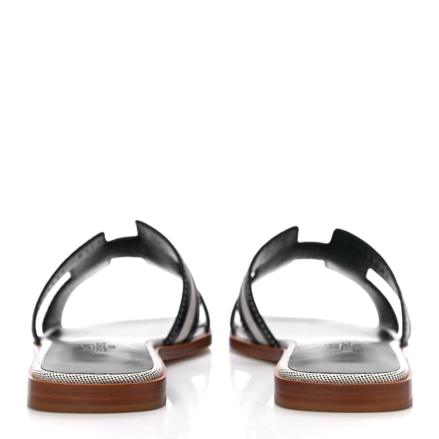 Hermes Calfskin Canvas Oran Sandals 38 Black 5 of 12