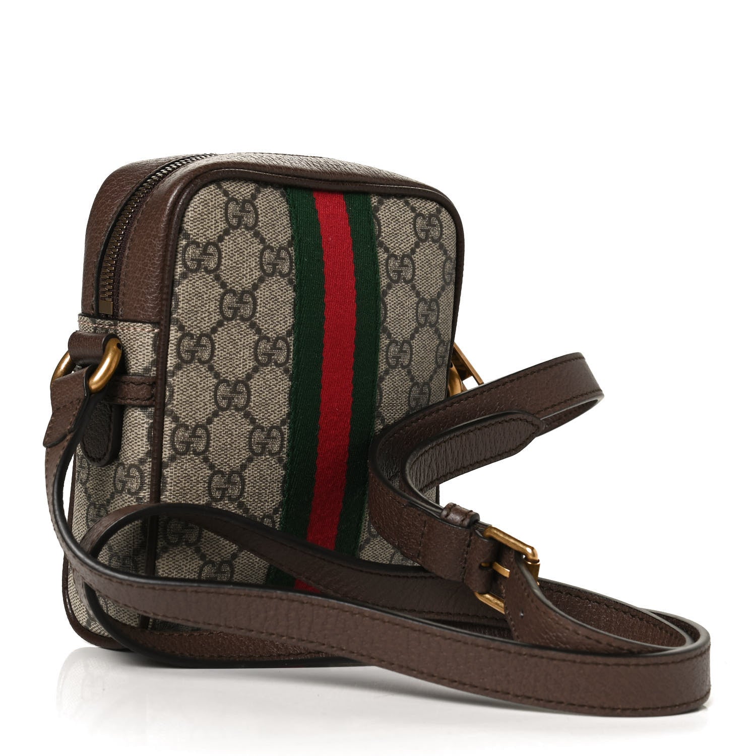 Gucci GG Supreme Monogram Web Mini Ophidia Messenger Brown 3 of 11