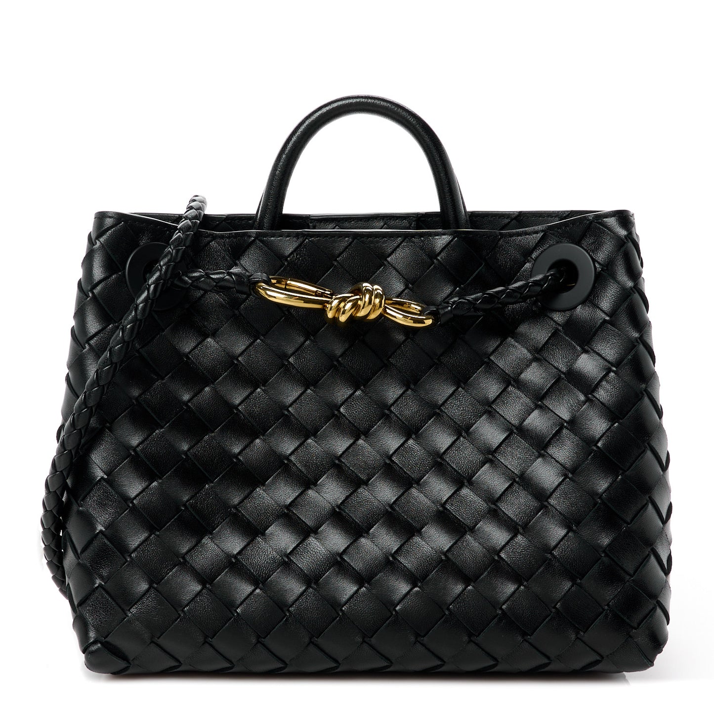 Nappa Intrecciato Small Andiamo Shoulder Bag Black
