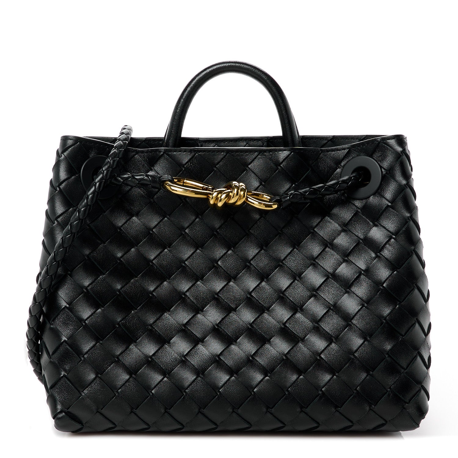 Bottega Veneta Nappa Intrecciato Small Andiamo Shoulder Bag Black 1 of 14