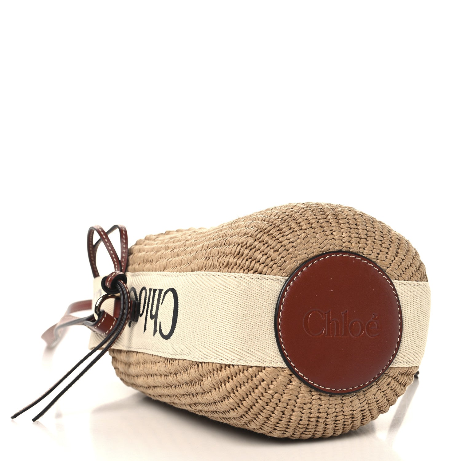 Chloe Raffia Calfskin Small Woody Basket Bag Brown 4 of 11