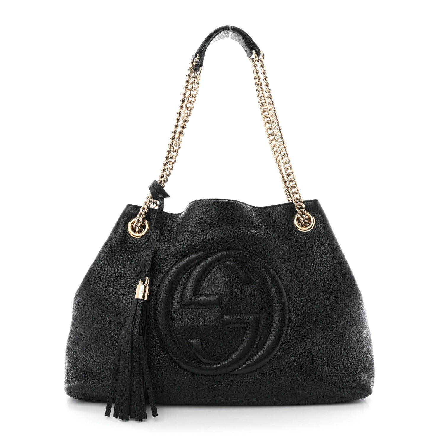 Gucci Pebbled Calfskin Medium Soho Chain Shoulder Bag Black 1 of 10