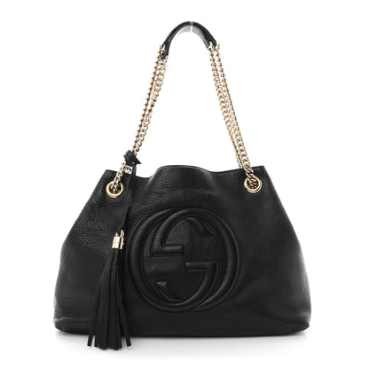 Gucci Pebbled Calfskin Medium Soho Chain Shoulder Bag Black 1 of 10